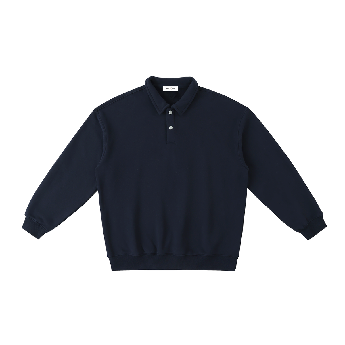 ODMPOD heavyweight polo collar sweatshirt showing a comfortable, casual shirt with a classic polo design in a neutral color.