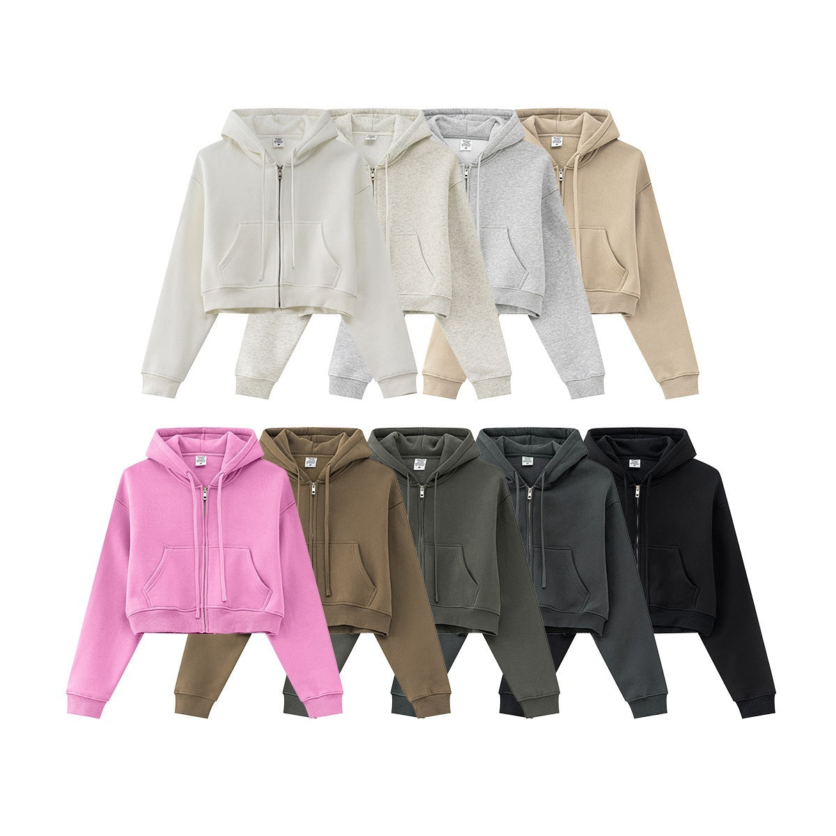 Retro Solid Color Hooded Sweater Zipper Jacket Loose Short - Craftklart.store