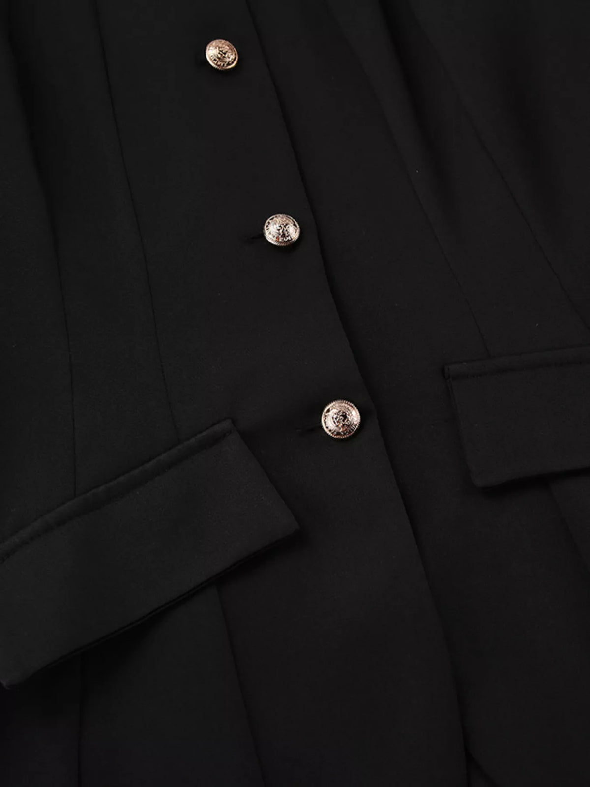 Elegant stand collar blazer and mini skirt set by Trendsi, featuring a tailored dress with a sophisticated collar and sleek fit.