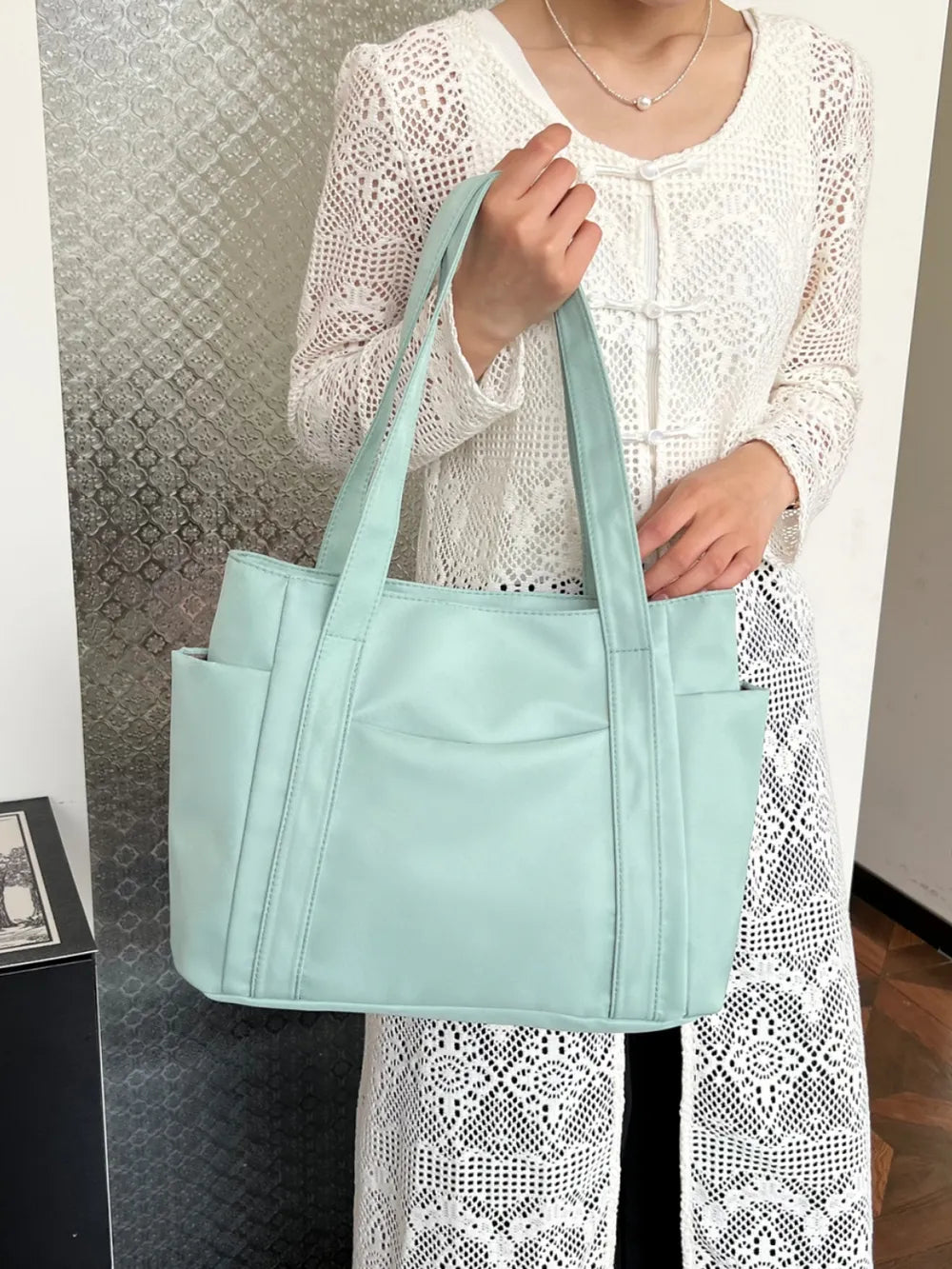 Oxford Cloth Tote Bag with Zipper - Premium from Trendsi - Just $19.05! Shop now at Craftklart.store