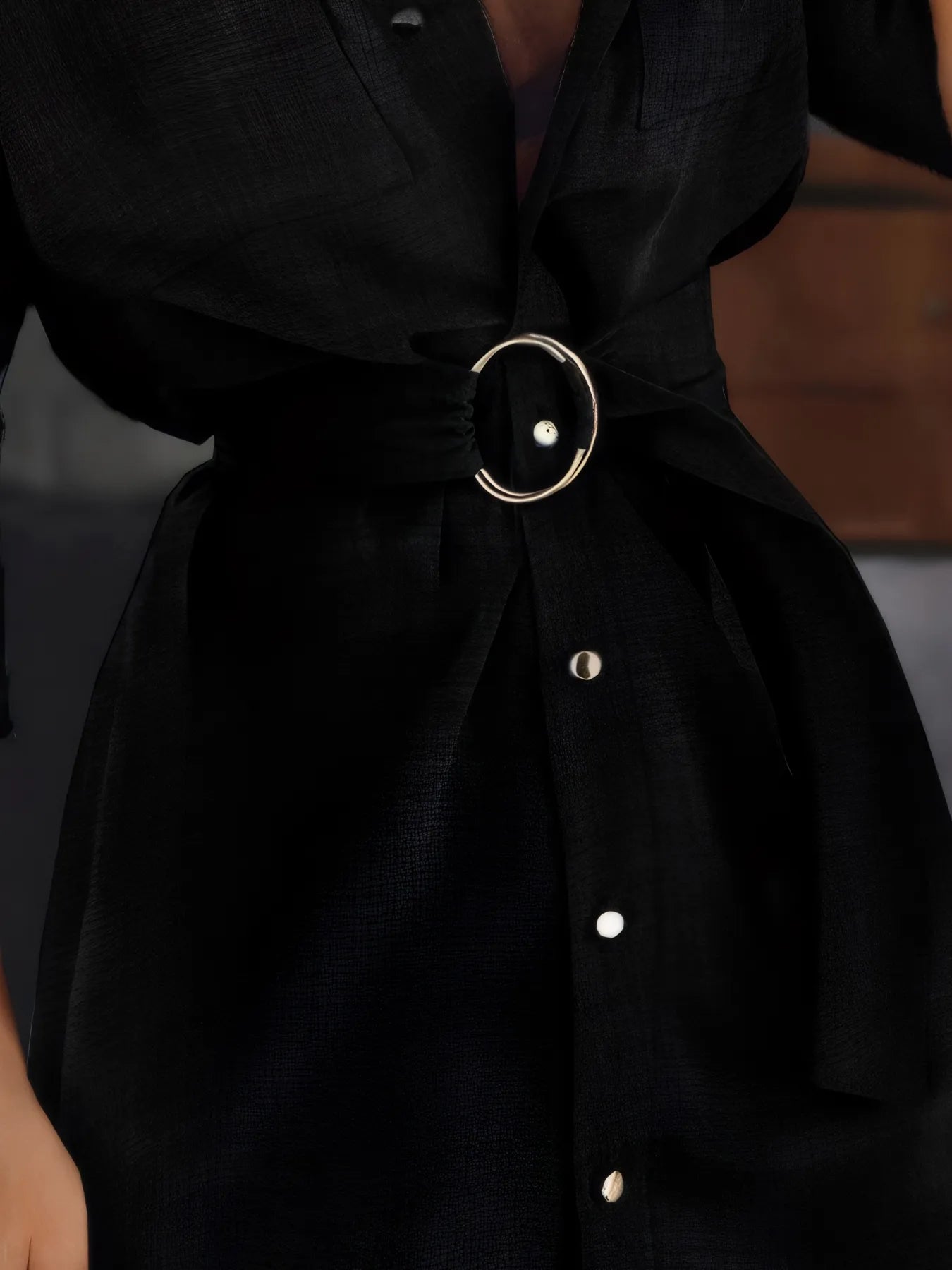 Button-Front Belted Shirt Dress - Premium Dress from Trendsi - Just $26.22! Shop now at Craftklart.store