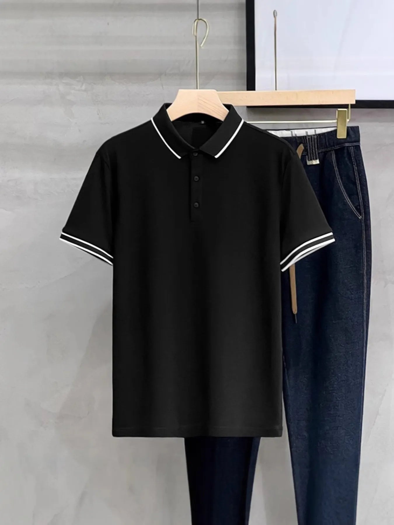 Men's Plus Size Contrast Trim Short Sleeve Polo - Premium Polo Shirt from Trendsi - Just $18.92! Shop now at Craftklart.store