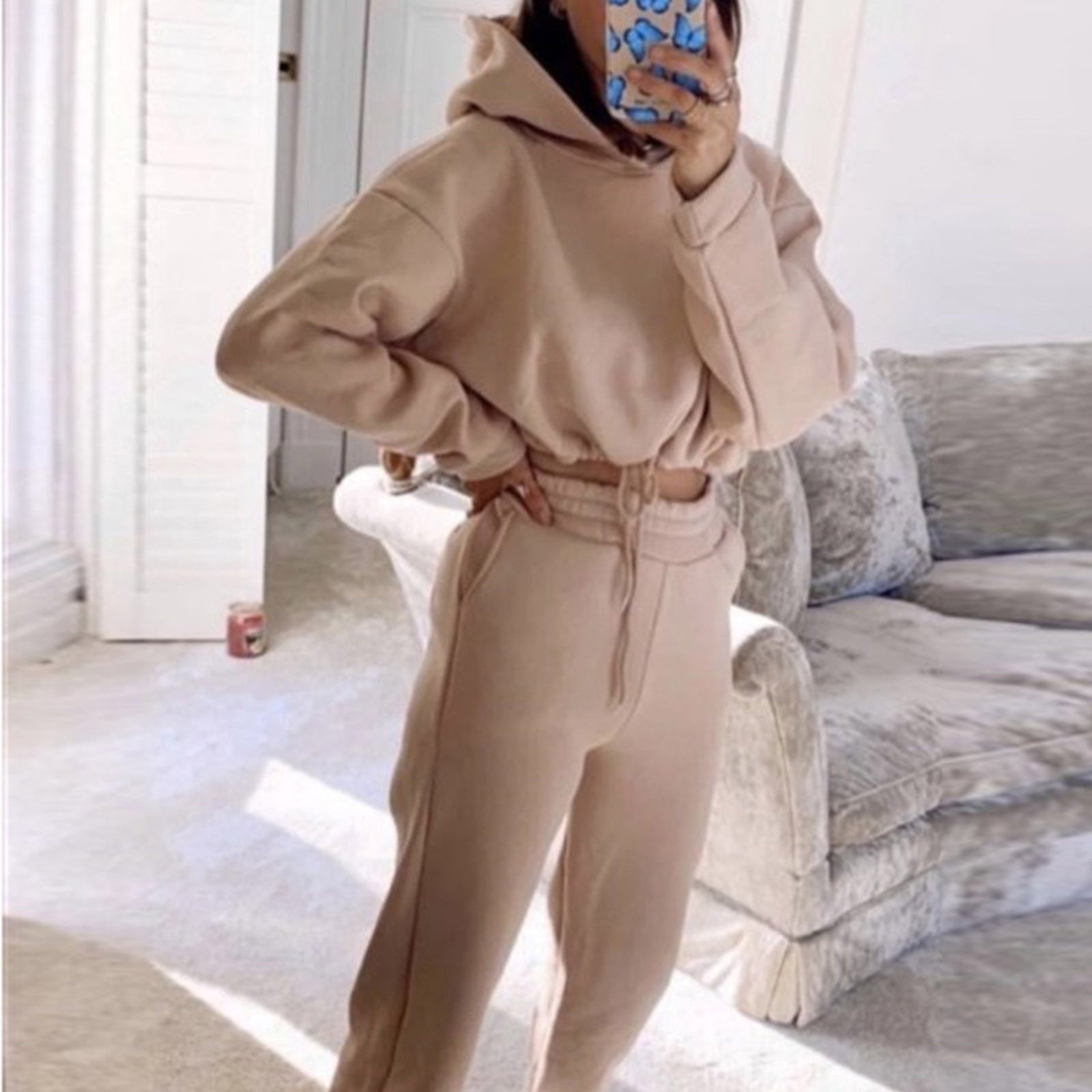 Jogging Suits For Women 2 Piece Sweatsuits Tracksuits Sexy Long Sleeve HoodieCasual Fitness Sportswear - Craftklart.store