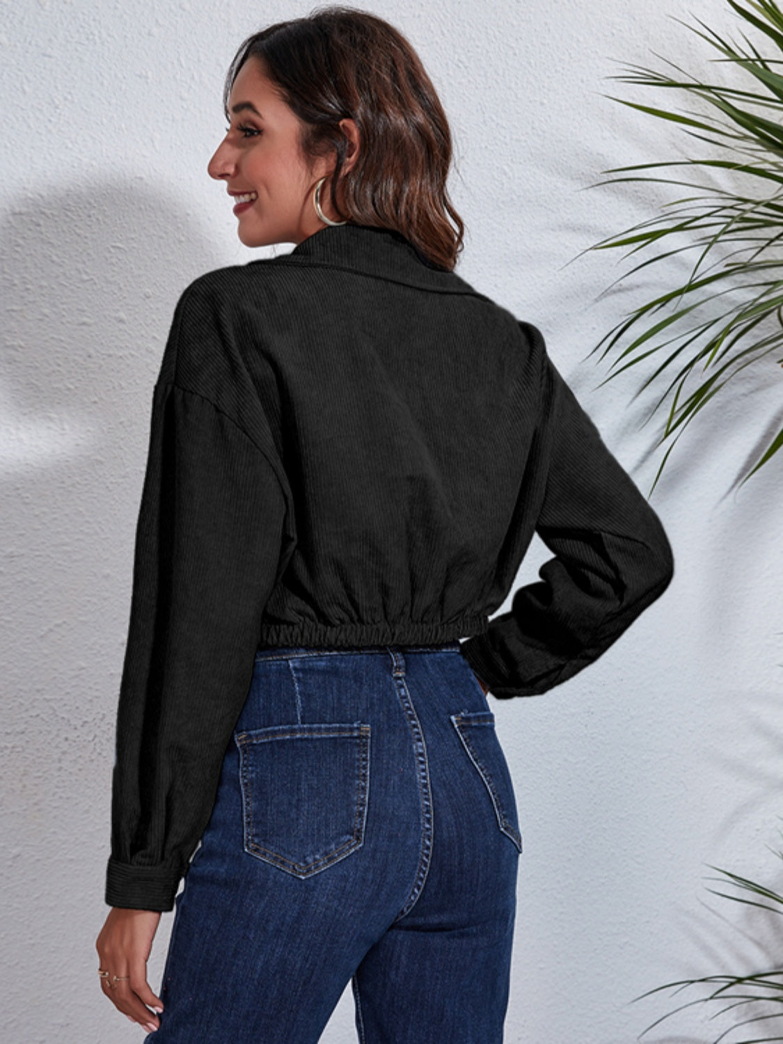 Collared Neck Dropped Shoulder Buttoned Jacket - Premium Jacket from Trendsi - Just $19.89! Shop now at Craftklart.store