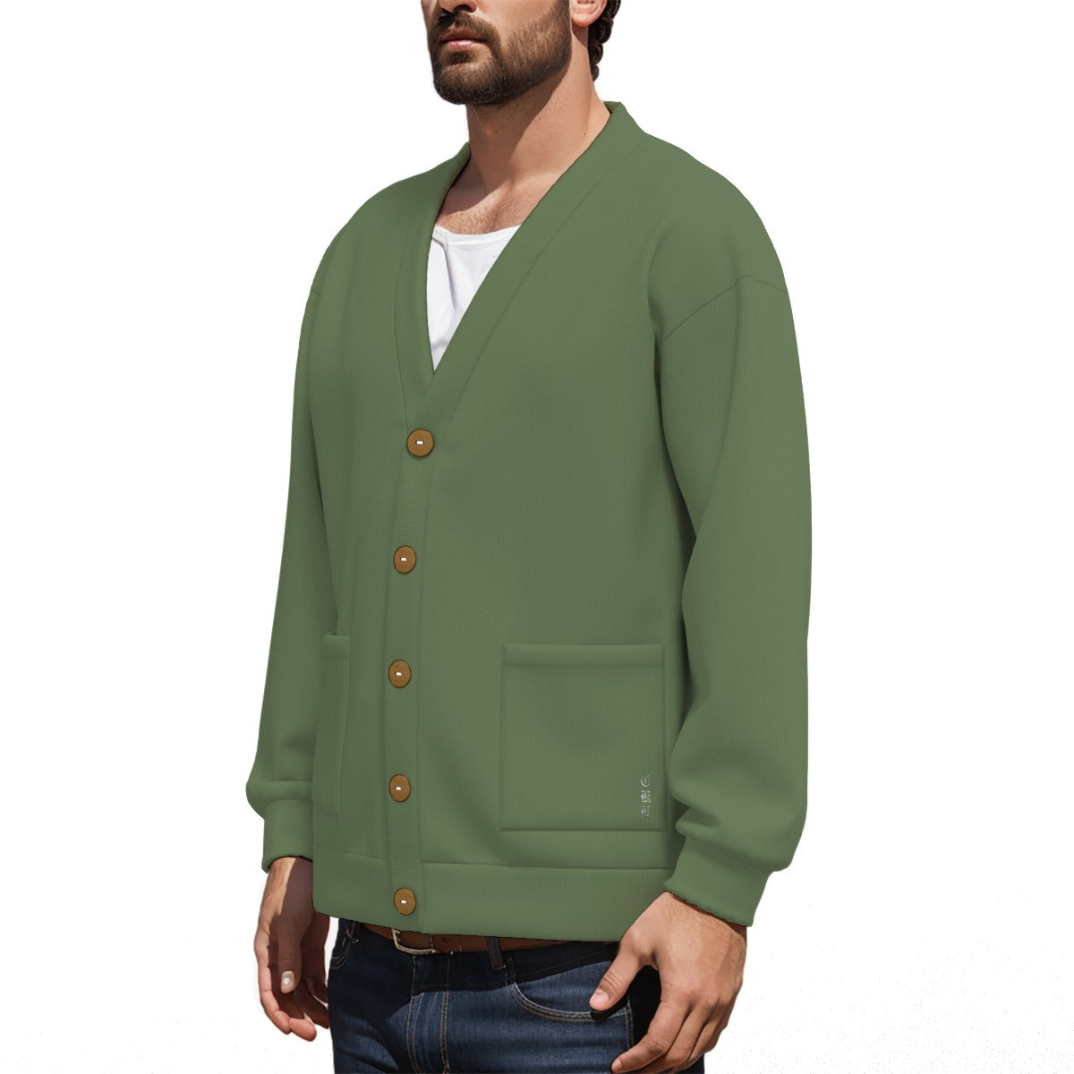 CKL V-neck (AOP) Knitted Fleece Cardigan With Button Closure - Premium Cardigan from Yoycol - Just $48! Shop now at Craftklart.store