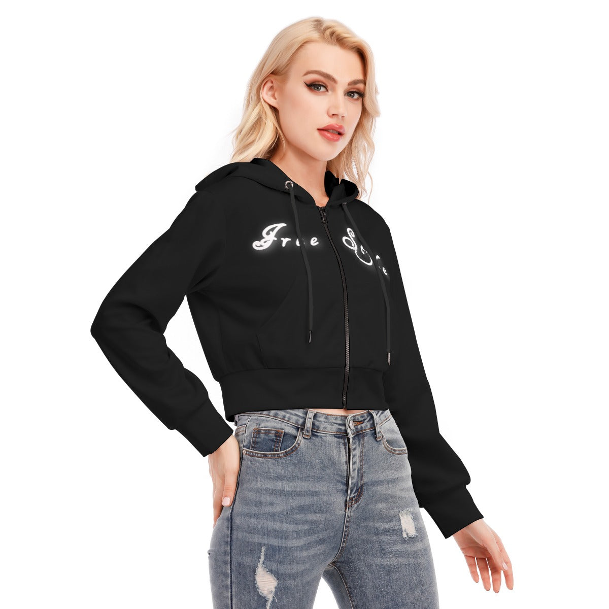 Women's Crop Top Hoodie With Zipper Closure - Premium Hoodie from Craftklart.store - Just $28! Shop now at Craftklart.store