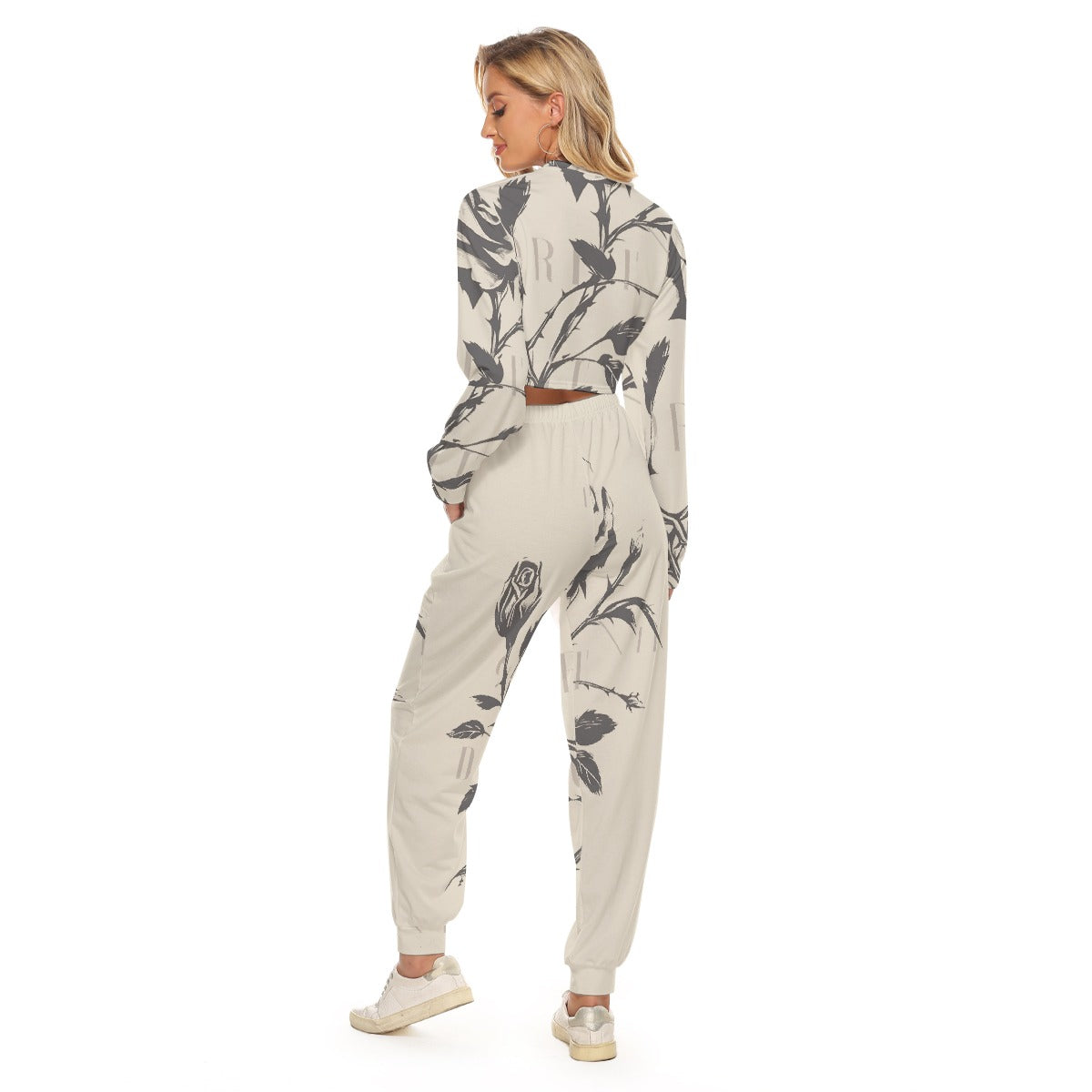Women's Rose Crop Sweatshirt Suit - Premium Shirts & Tops from Craftklart.store - Just $38.98! Shop now at Craftklart.store