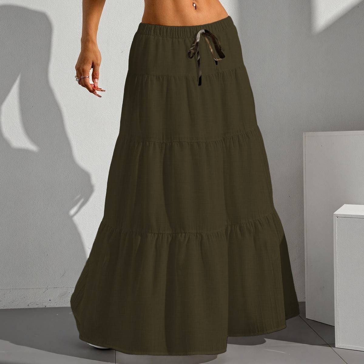 Women's autumn pleated long skirt by Yoycol, featuring a stylish urban design and flowing fabric perfect for fall outfits.