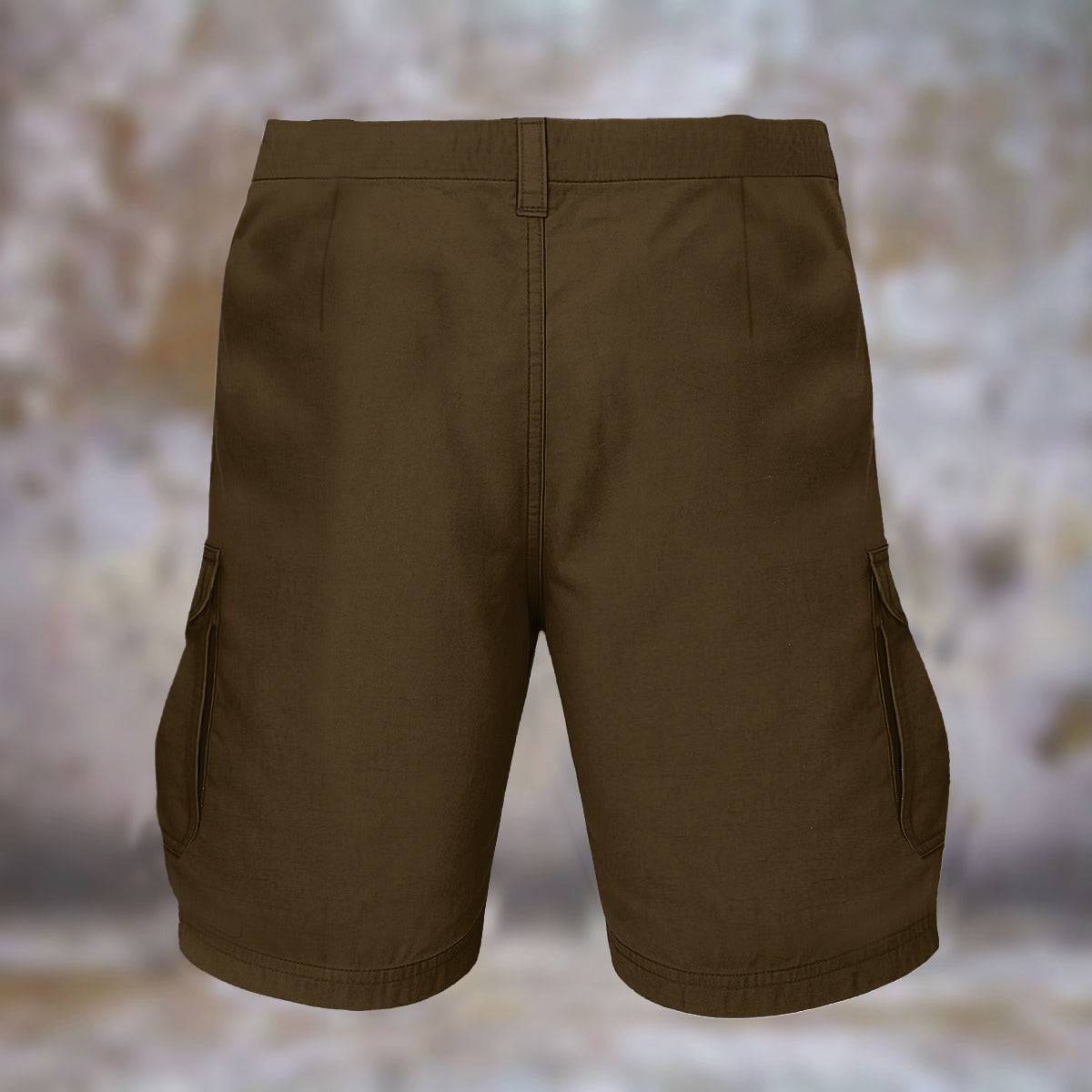 Urban Earth men's cargo shorts by Yoycol featuring multiple pockets, casual fit, and durable fabric in a neutral color.