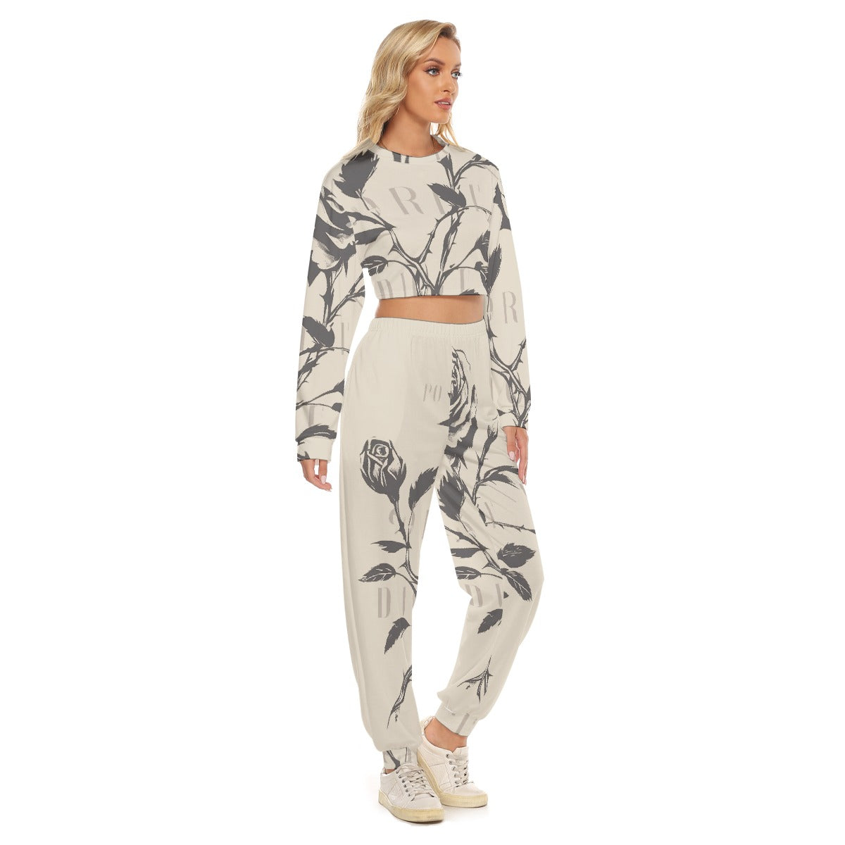 Women's Rose Crop Sweatshirt Suit - Premium Shirts & Tops from Craftklart.store - Just $38.98! Shop now at Craftklart.store