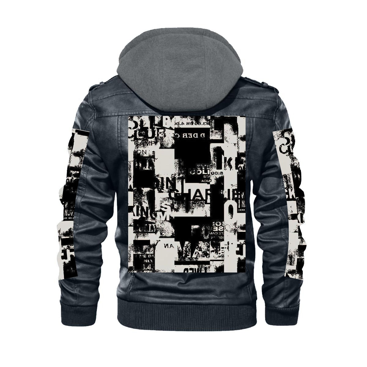 CKL Urban Print Men's Zip PU Leather Jacket