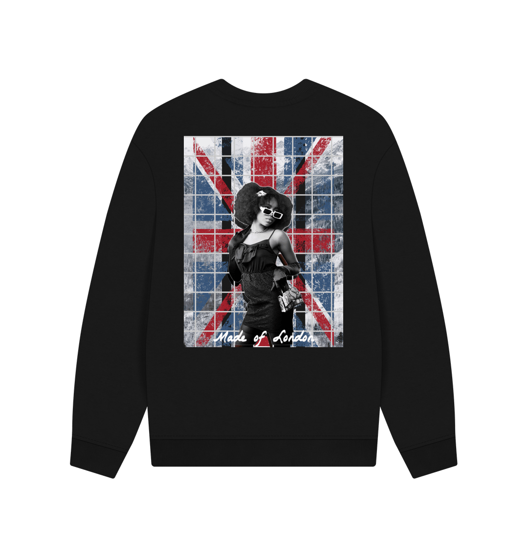 Black Printed Sweater Back