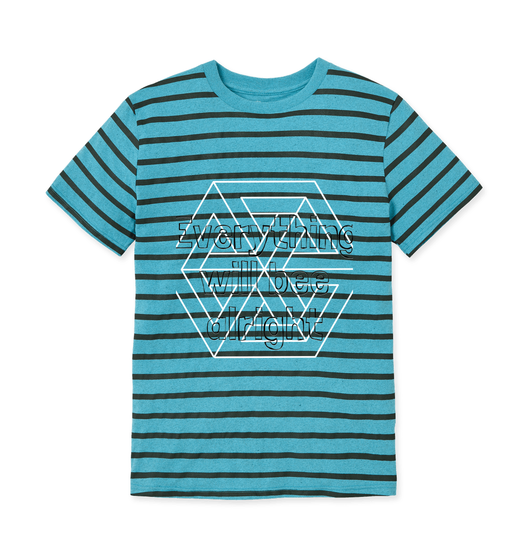 Ocean Blue Stripes Printed T-shirt Front