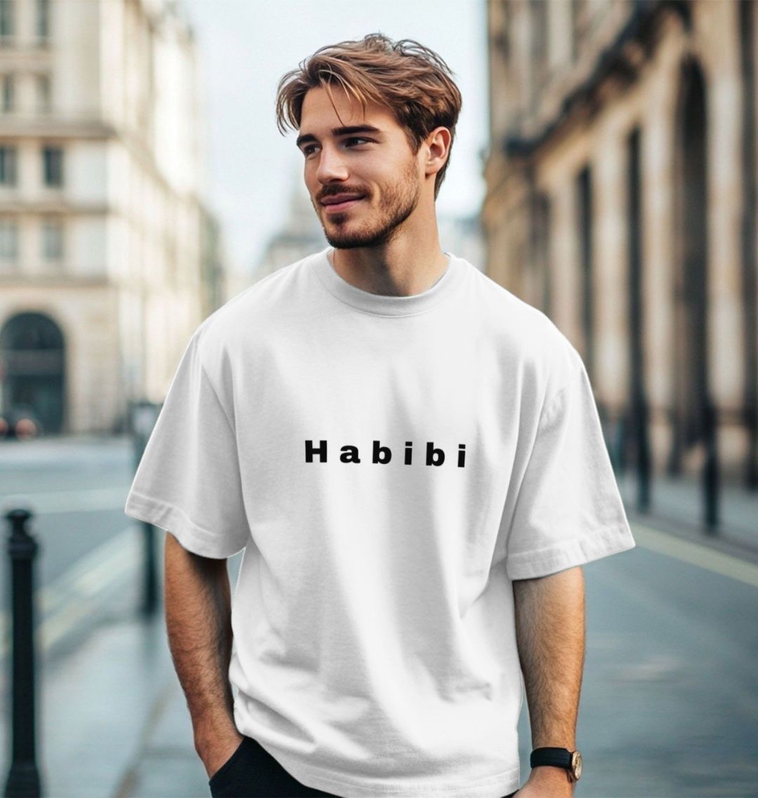 Men’s oversize Organic Cotton T Shirt, Riyadh theme on rear print - Premium T-Shirt from Craftklart.store - Just $33! Shop now at Craftklart.store