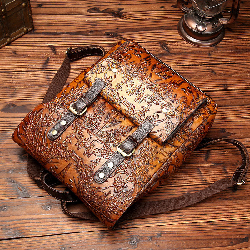 Women's first layer cowhide casual backpack
