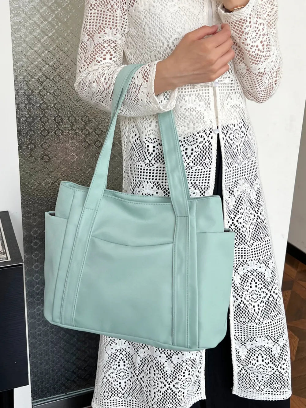 Oxford Cloth Tote Bag with Zipper - Premium from Trendsi - Just $19.05! Shop now at Craftklart.store