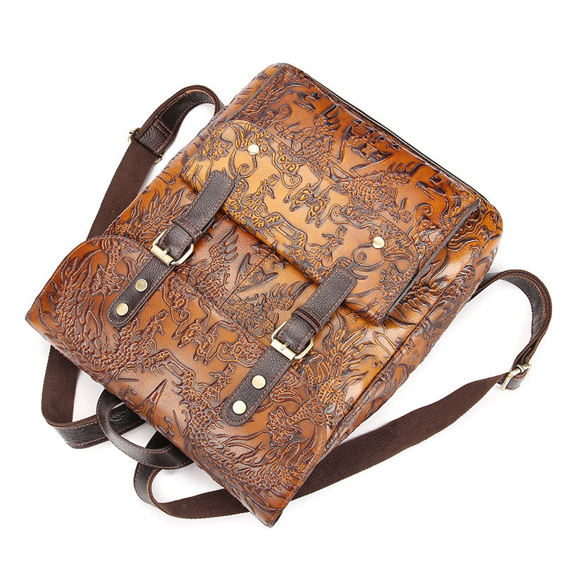 Women's first layer cowhide casual backpack