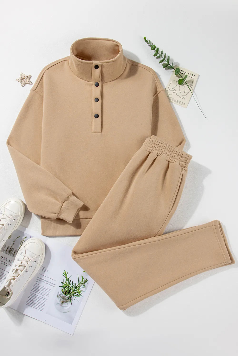 Half Snap Turtleneck Top and Pants Active Set - Premium Activewear from Trendsi - Just $47.48! Shop now at Craftklart.store