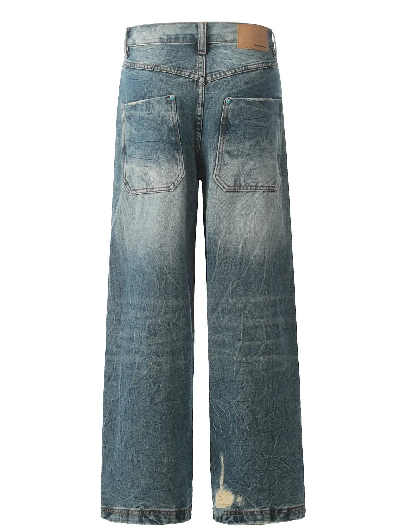 Men's Washed Distressed Straight Jeans with Seam Detail - Premium Pants from Trendsi - Just $60.92! Shop now at Craftklart.store