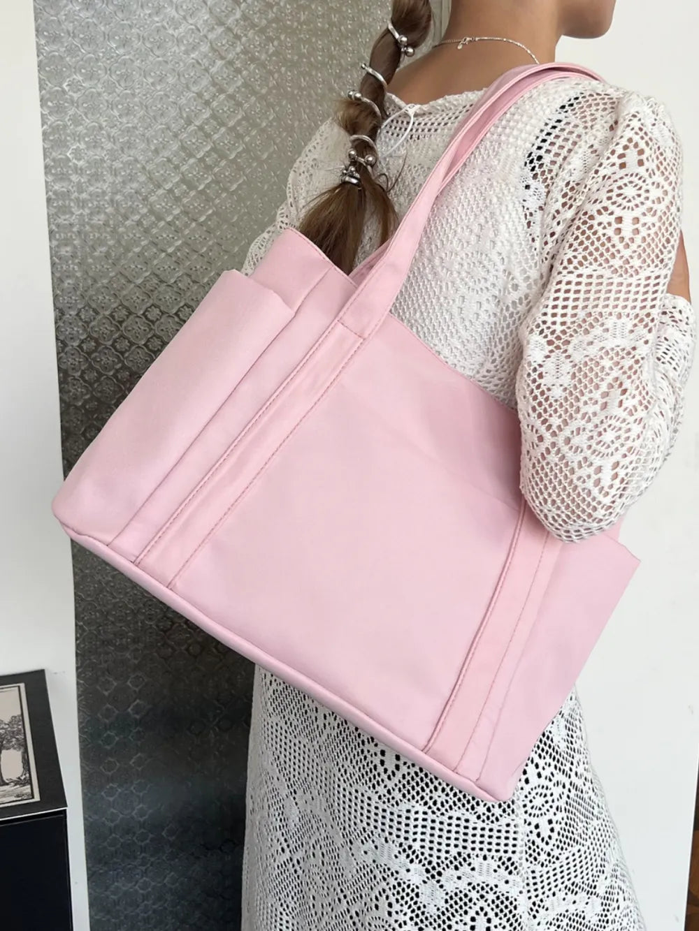Oxford Cloth Tote Bag with Zipper - Premium from Trendsi - Just $19.05! Shop now at Craftklart.store