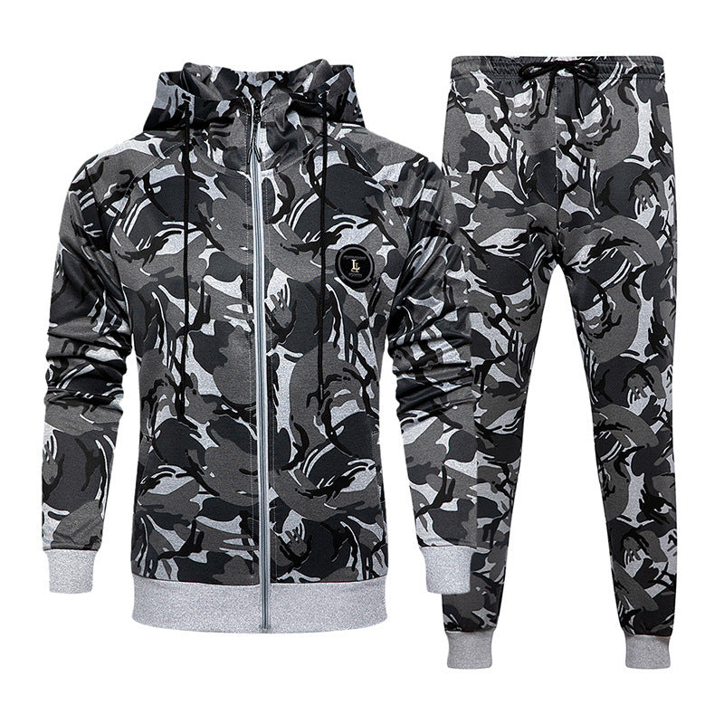 Men's hooded camouflage sportswear two-piece suit - Craftklart.store
