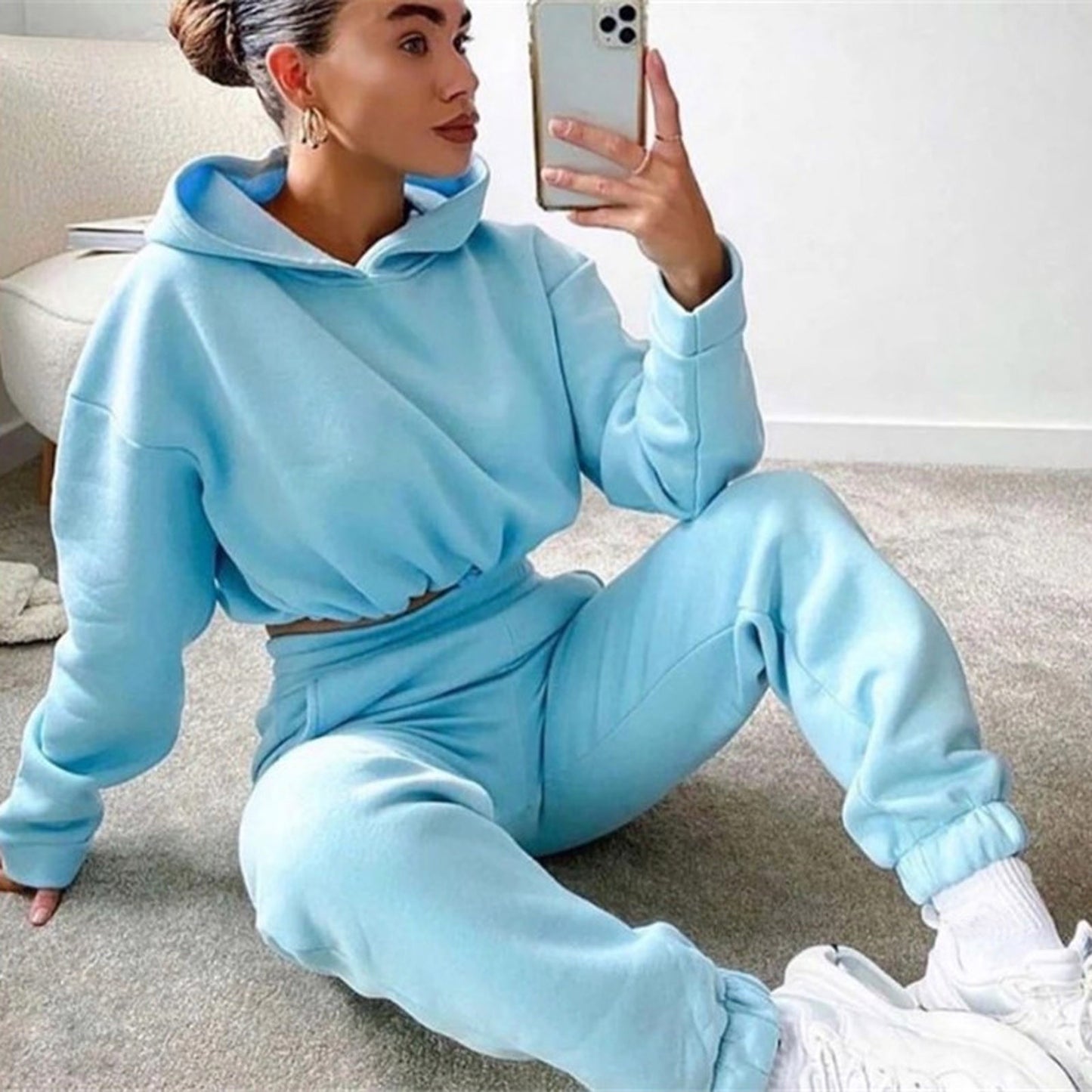 Jogging Suits For Women 2 Piece Sweatsuits Tracksuits Sexy Long Sleeve HoodieCasual Fitness Sportswear - Craftklart.store