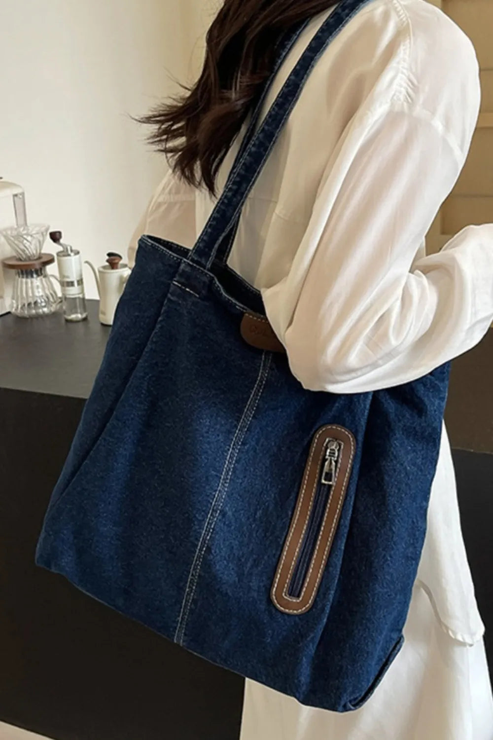 Medium Denim Tote Bag - Premium  from Trendsi - Just $20.47! Shop now at Craftklart.store