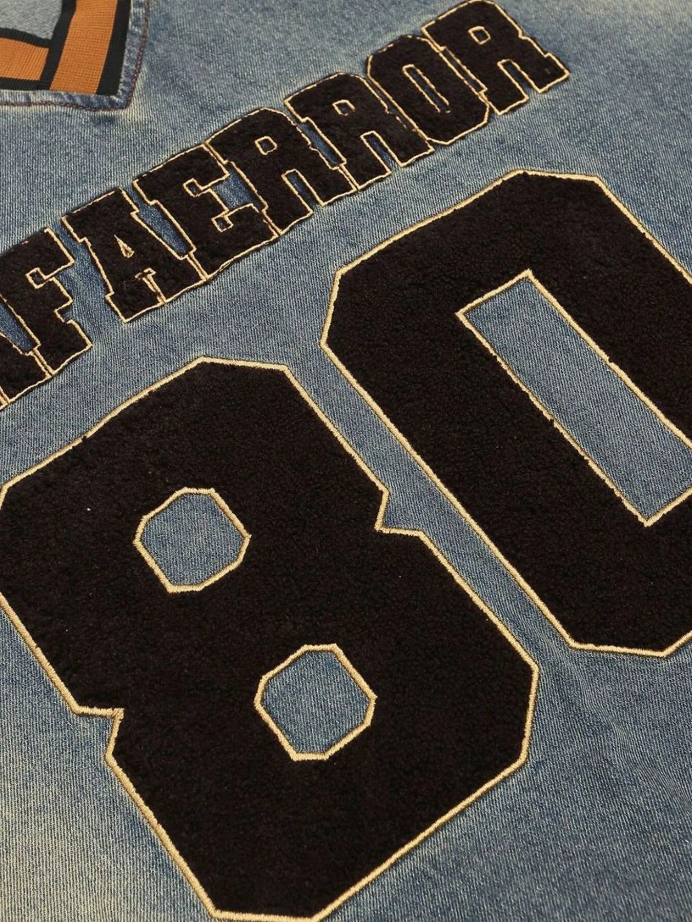 Men's Washed Denim Sports Jersey Sweatshirt - Premium Sweater from Trendsi - Just $83.02! Shop now at Craftklart.store