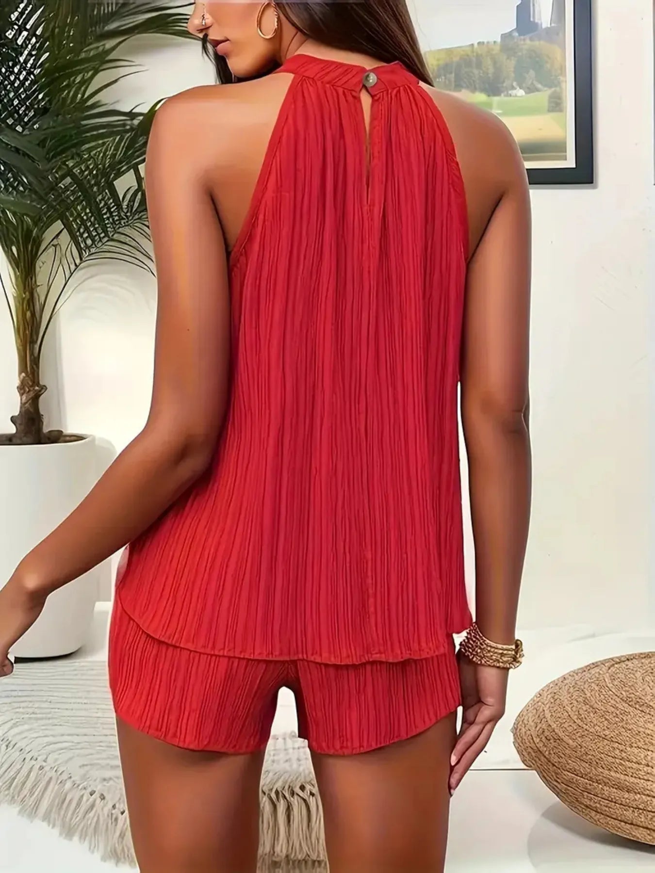 Textured Cami and Shorts Set - Premium Set from Trendsi - Just $23.52! Shop now at Craftklart.store