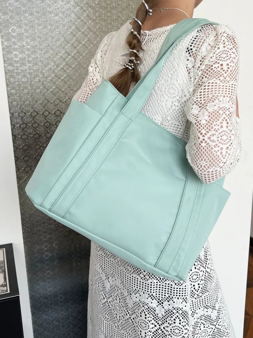 Oxford Cloth Tote Bag with Zipper - Premium  from Trendsi - Just $19.05! Shop now at Craftklart.store