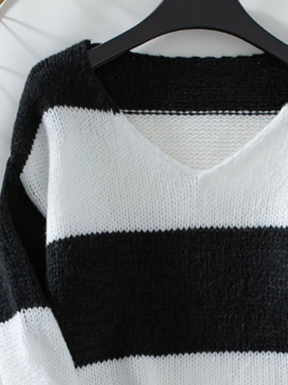 Color Block V-Neck Long Sleeve Sweater - Premium Sweater from Trendsi - Just $21.88! Shop now at Craftklart.store