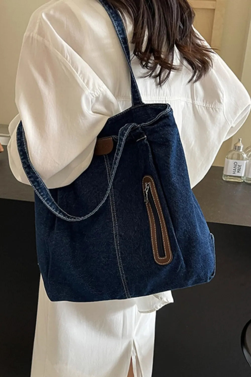 Medium Denim Tote Bag - Premium  from Trendsi - Just $20.47! Shop now at Craftklart.store