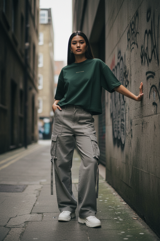 Quiet Form Cropped Oversized T-Shirt — 280GSM Heavyweight Cotton