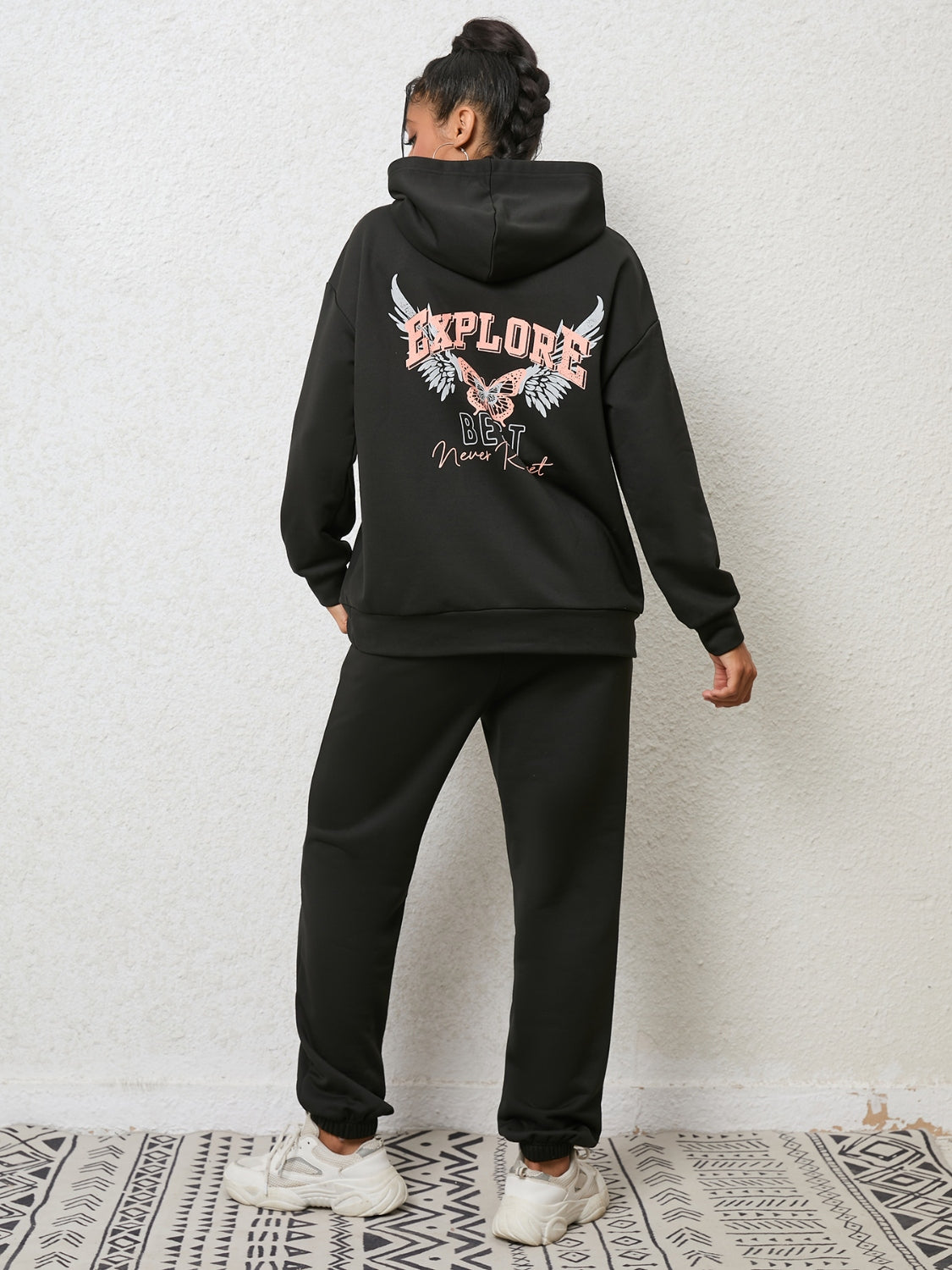 Graphic Hoodie and Sweatpants Set - Premium Hoodies from Trendsi - Just $36.85! Shop now at Craftklart.store