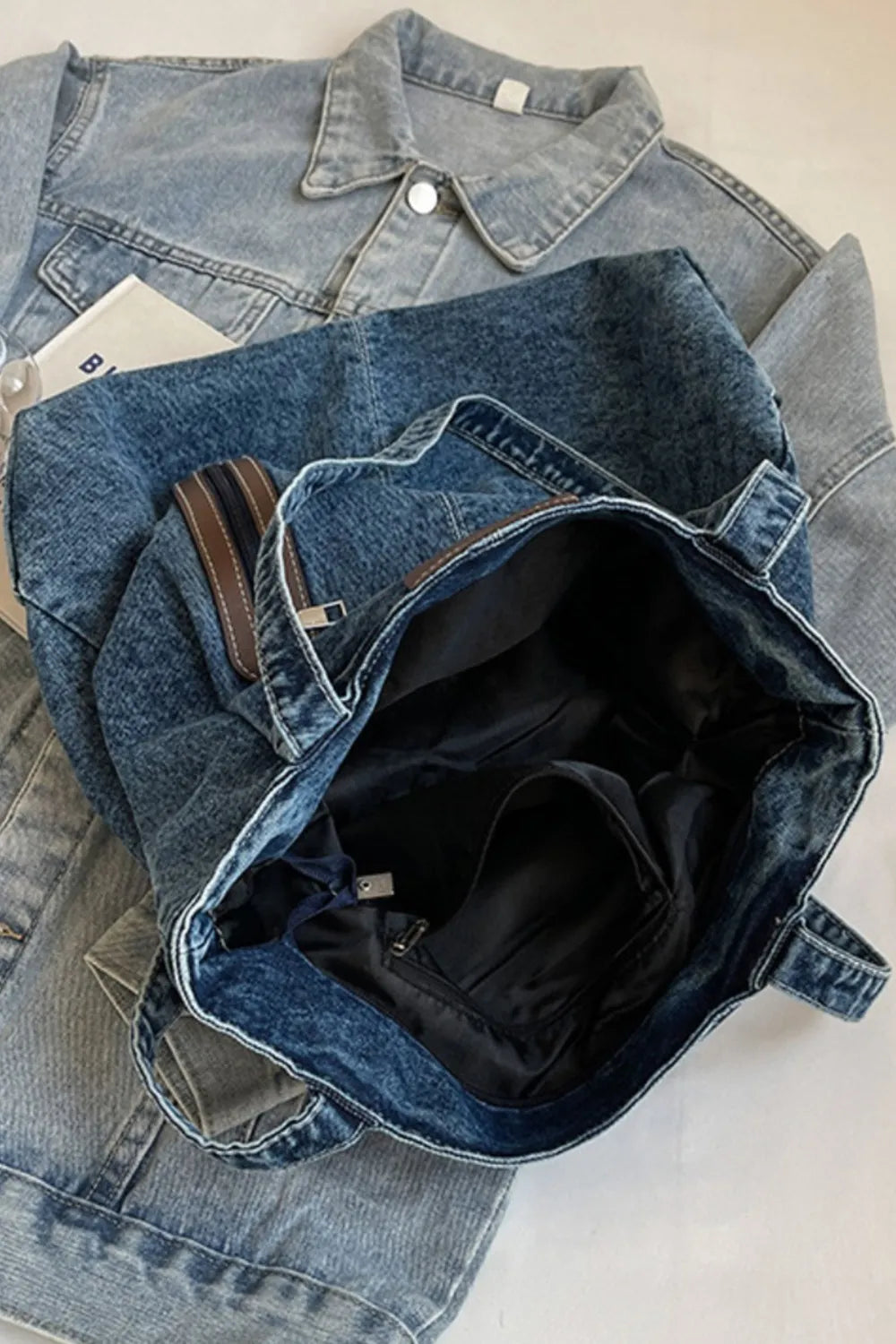 Medium Denim Tote Bag - Premium  from Trendsi - Just $20.47! Shop now at Craftklart.store
