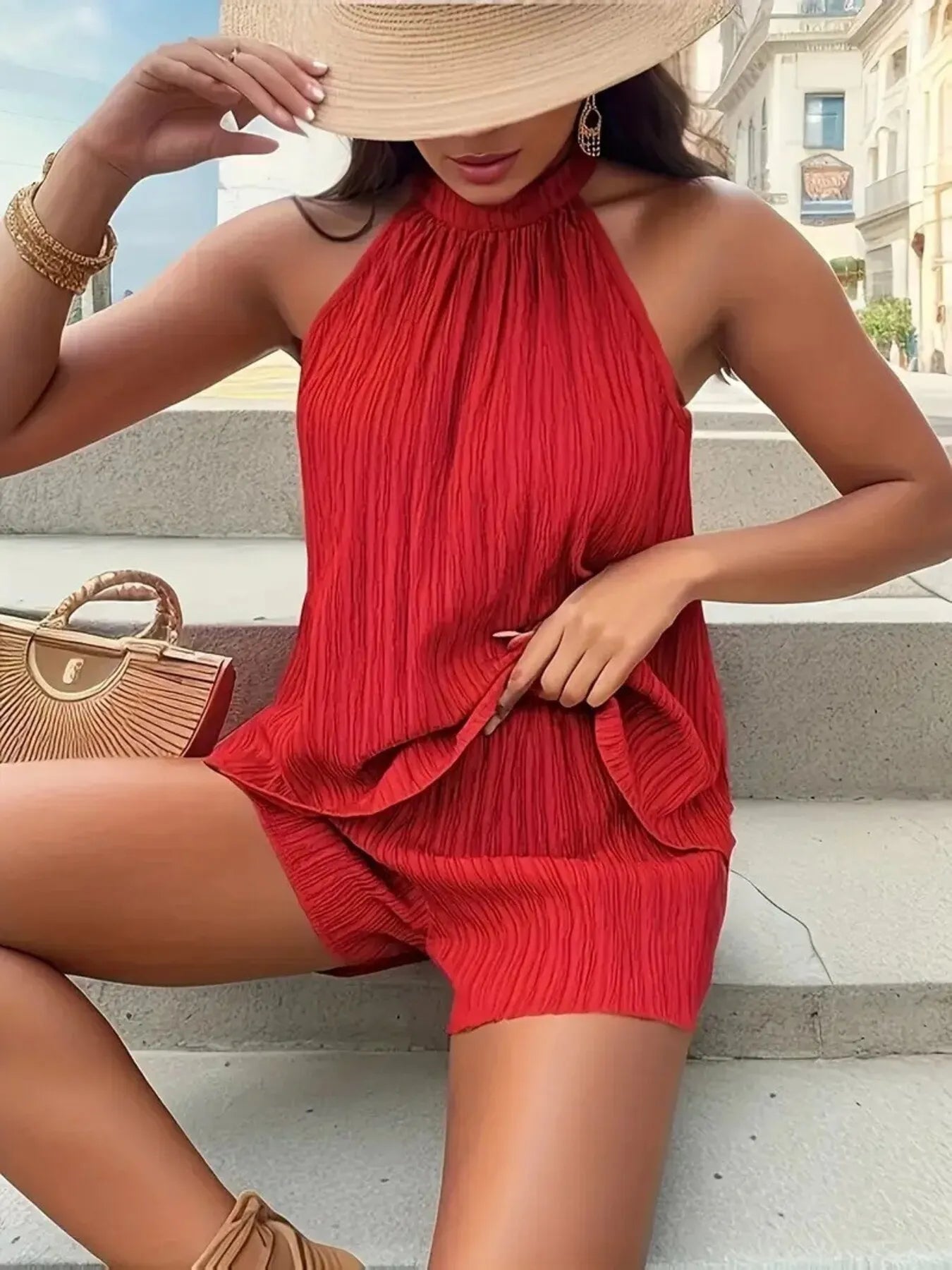 Textured Cami and Shorts Set - Premium Set from Trendsi - Just $23.52! Shop now at Craftklart.store