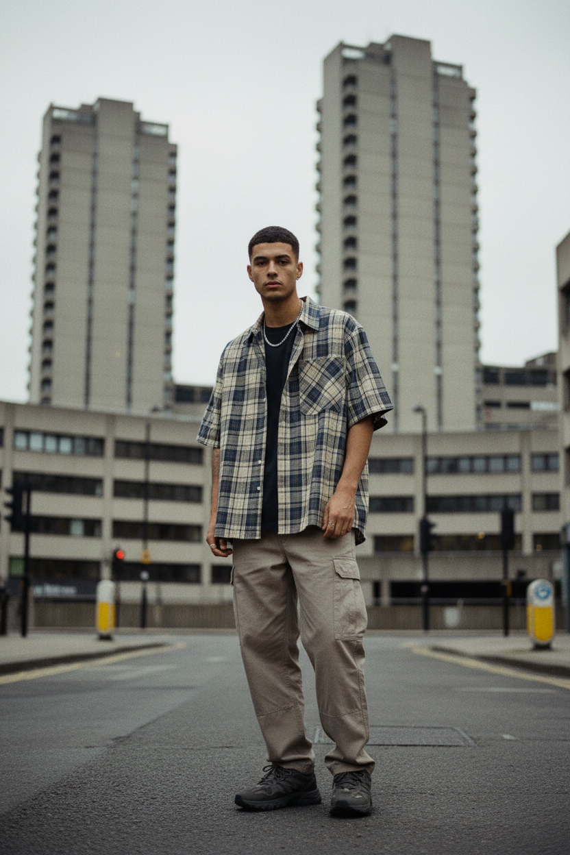 Unisex Plaid Boxy Short Sleeve Shirt