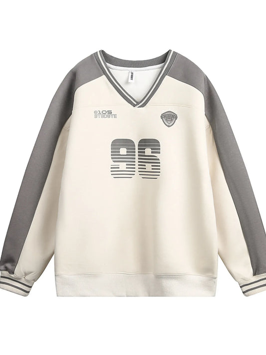 Men's Vintage 96 V-Neck Long Sleeve Sweatshirt - Premium Sweater from Trendsi - Just $75.11! Shop now at Craftklart.store