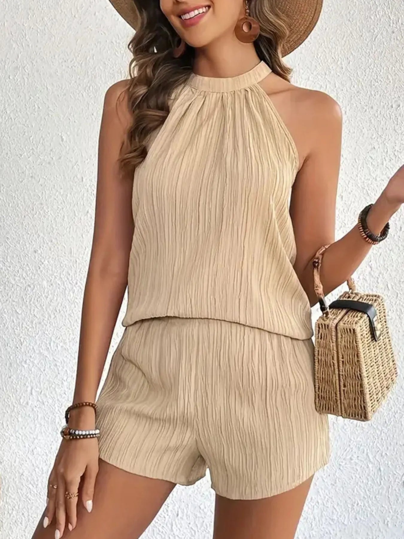 Textured Cami and Shorts Set - Premium Set from Trendsi - Just $23.52! Shop now at Craftklart.store