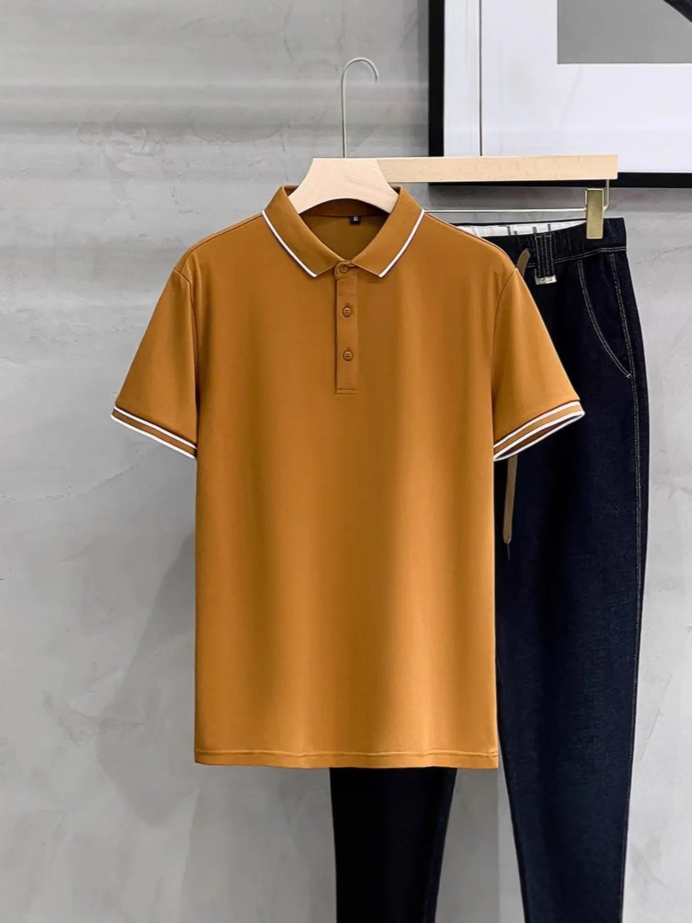 Men's Plus Size Contrast Trim Short Sleeve Polo - Premium Polo Shirt from Trendsi - Just $18.92! Shop now at Craftklart.store