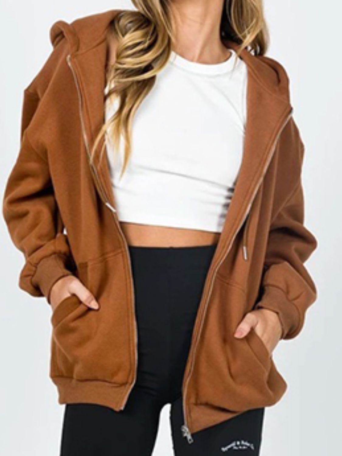 Women's Sumer Zip-Up Drawstring Hoodie - Premium Hoodie from Trendsi - Just $26.53! Shop now at Craftklart.store