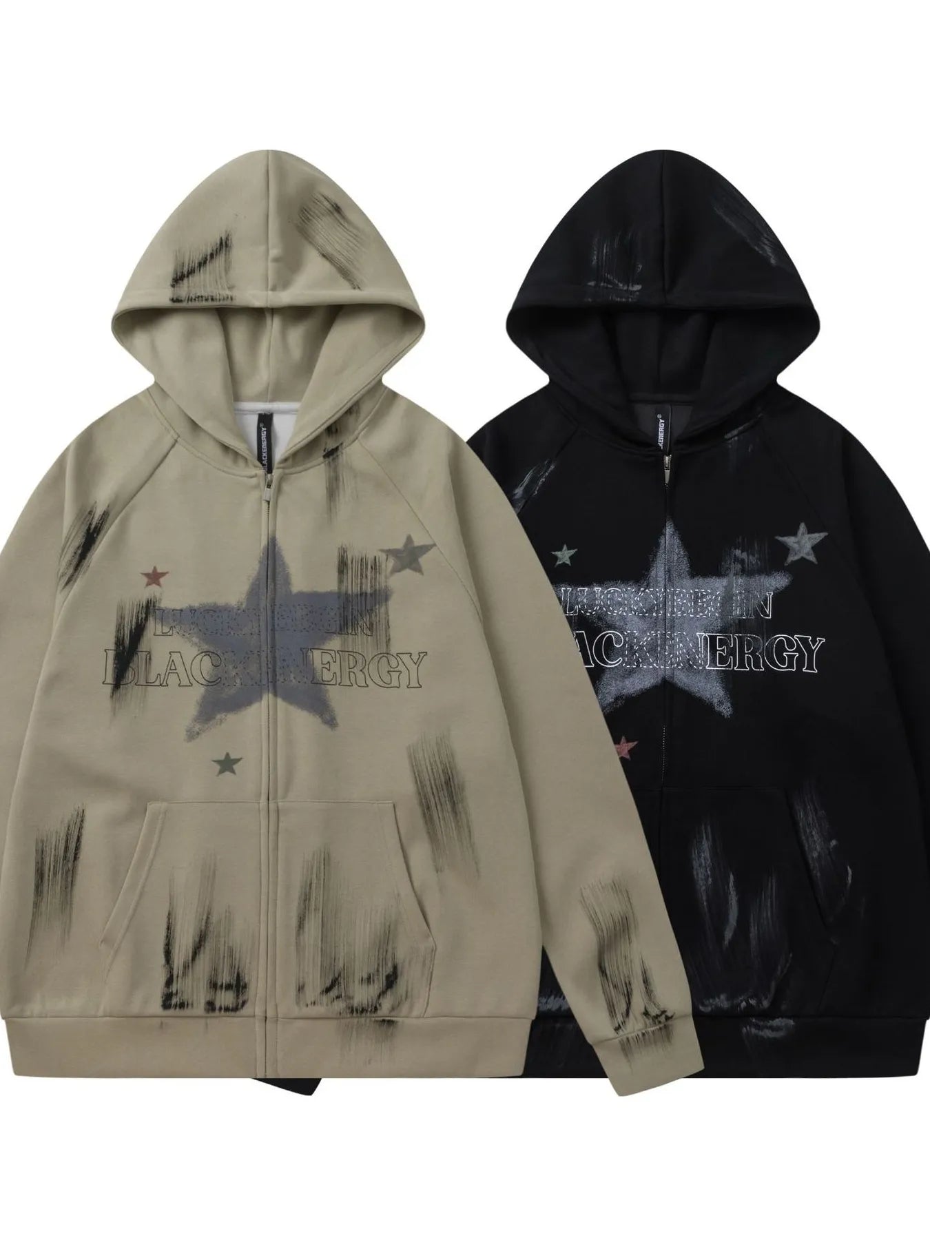Men's Vintage Star Zip-Up Hoodie - Premium Hoodie from Trendsi - Just $90.92! Shop now at Craftklart.store