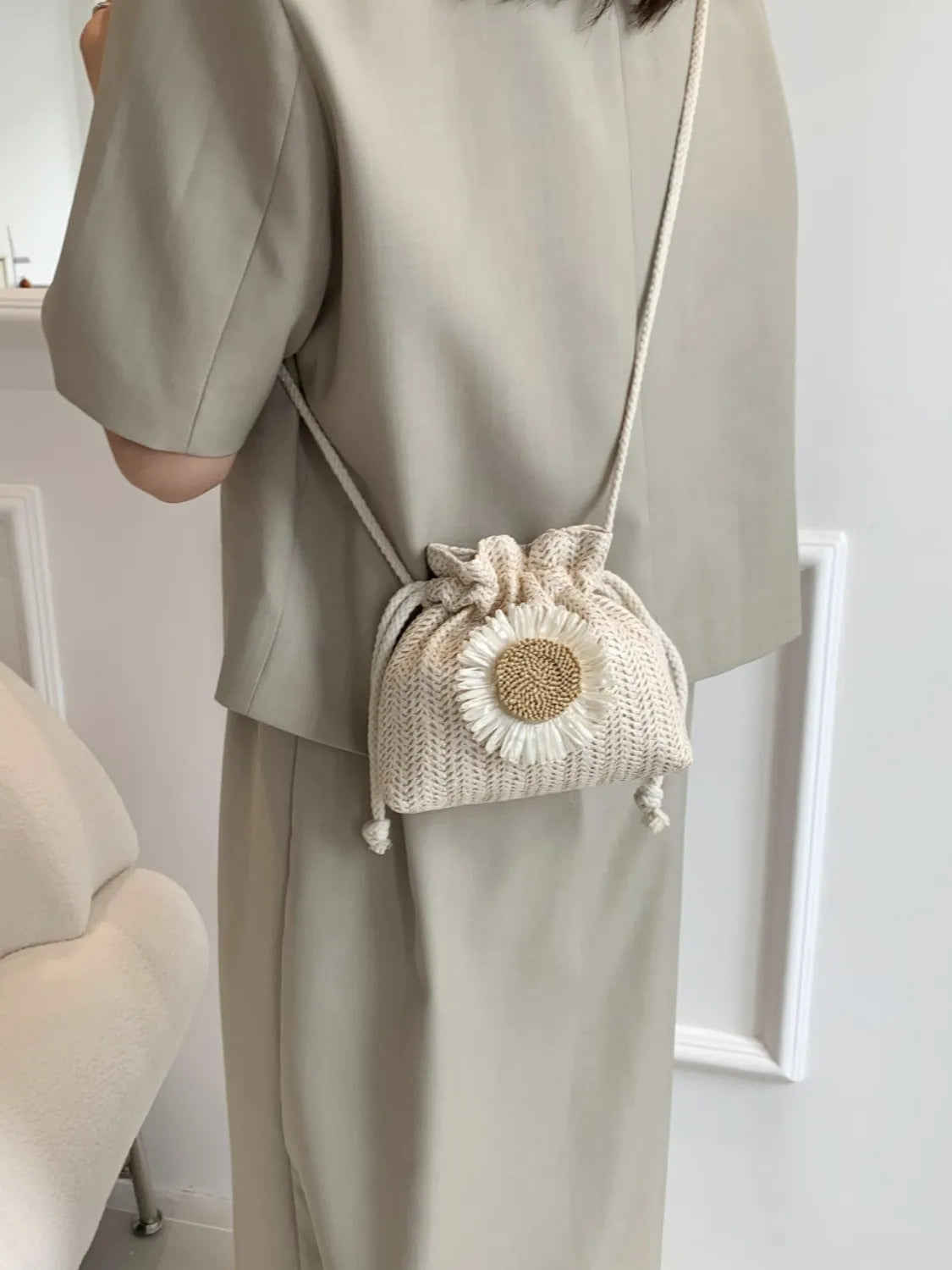 Sunflower Drawstring Bucket Bag - Premium Crossbody Bag from Trendsi - Just $11.02! Shop now at Craftklart.store