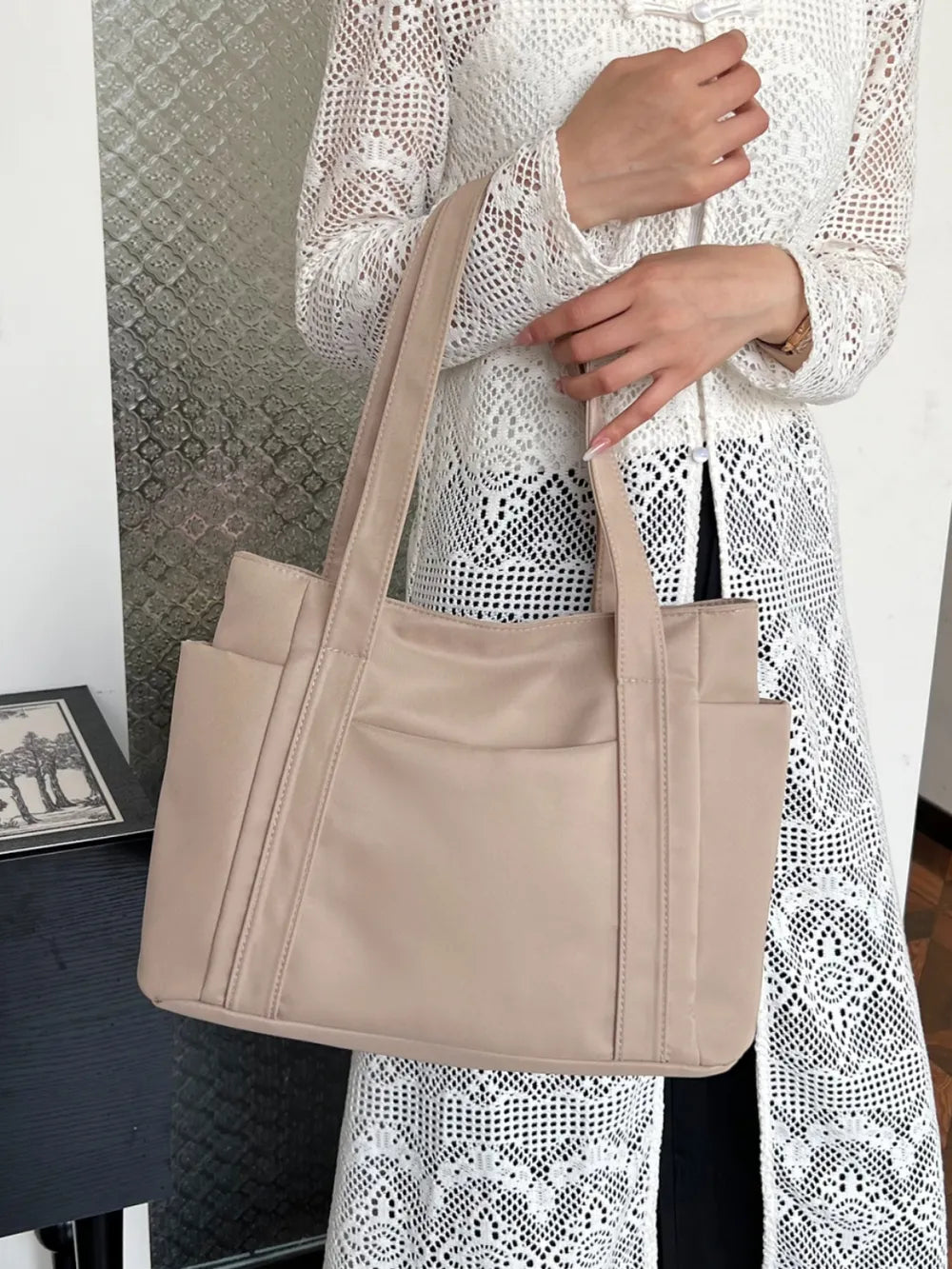 Oxford Cloth Tote Bag with Zipper - Premium from Trendsi - Just $19.05! Shop now at Craftklart.store