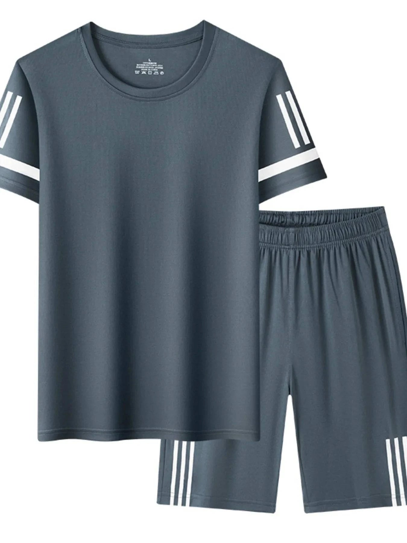 Men's Plus Size Round Neck Short Sleeve Top And Shorts Set | Minimalist Streetwear | Craftklart
