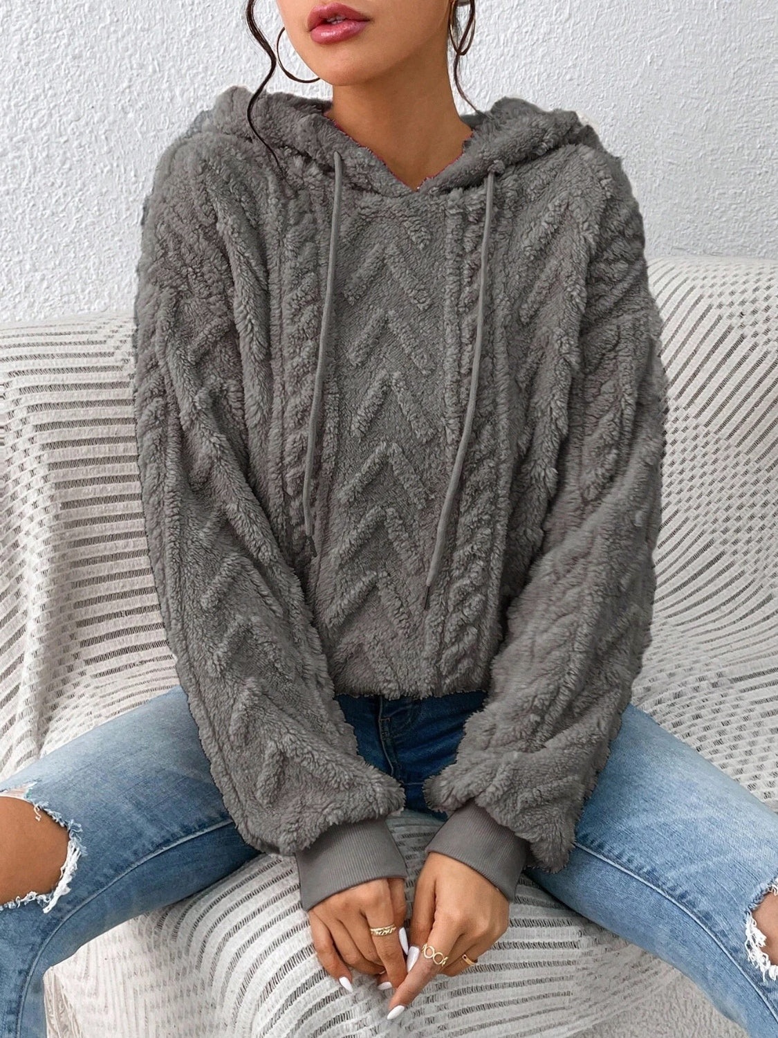 Drawstring Long Sleeve Hoodie - Premium Hoodies from Trendsi - Just $28.74! Shop now at Craftklart.store
