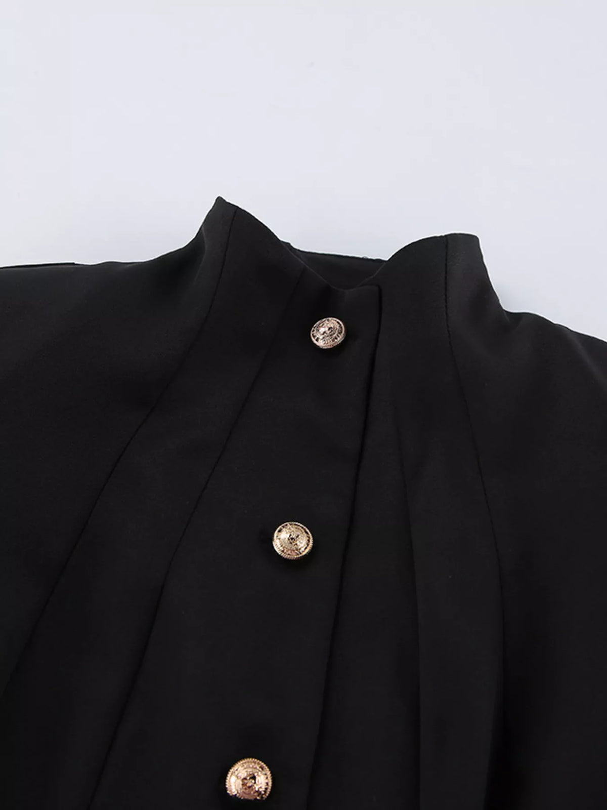Elegant stand collar blazer and mini skirt set by Trendsi, featuring a stylish dress with a tailored fit and sophisticated design.