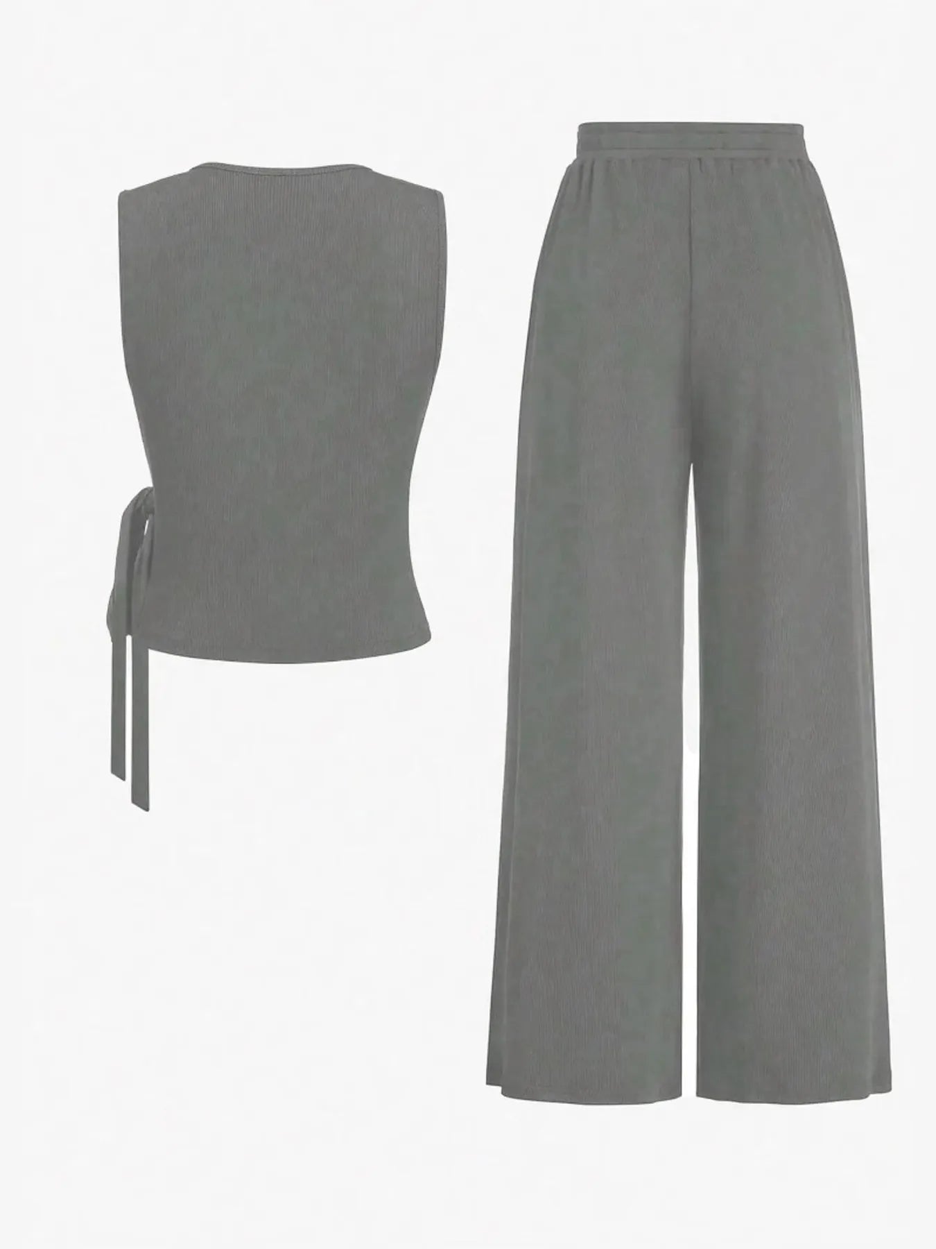 Round Neck Sleeveless Top and Pants Set - Premium Set from Trendsi - Just $34.94! Shop now at Craftklart.store
