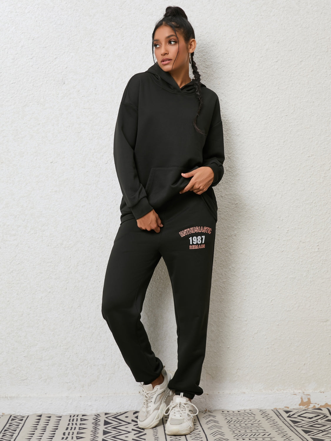 Graphic Hoodie and Sweatpants Set - Premium Hoodies from Trendsi - Just $36.85! Shop now at Craftklart.store