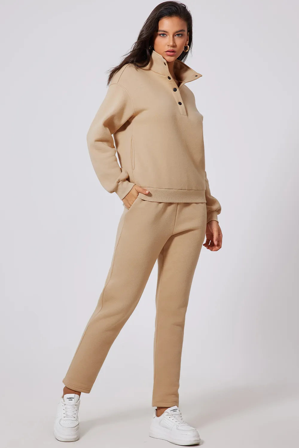 Half Snap Turtleneck Top and Pants Active Set - Premium Activewear from Trendsi - Just $47.48! Shop now at Craftklart.store